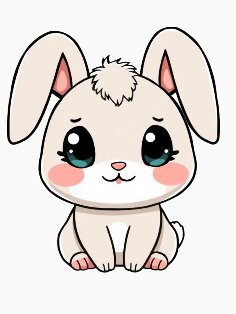 Cute Baby Bunny Kawaii Illustration ? | Chibi Rabbit PNG for Stickers, T-Shirts & Gifts by CozyPops