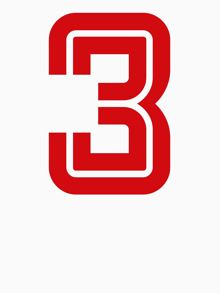 No. 3 / Player Number Three / Football Player Number 3 (Red on Black) by STUDIO-72