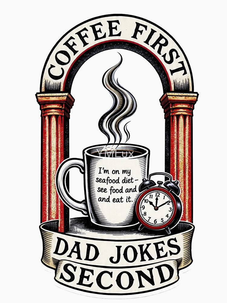 Coffee First Dad Jokes Second Funny Morning Dad  Art by YMLux
