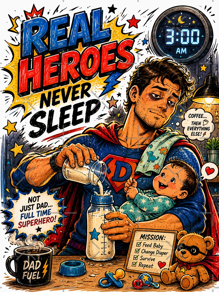 Nighttime Superhero Dad Retro Comic Funny by JonelleTshirts