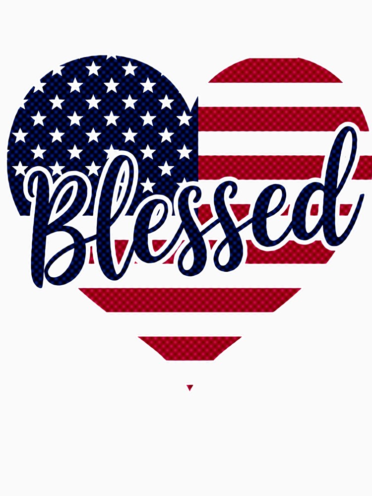Blessed Patriotic Christian USA Flag Typography Memorial Day 4th of July by Ladys-Gents