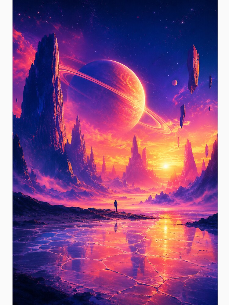 Saturn Said Chill – Alien Sunset Fantasy Poster by DrizzyV