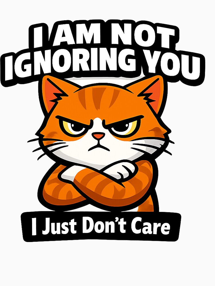 Angry Cat “I Just Don’t Care” Funny Minimalist T-Shirt Design by LioraStudio