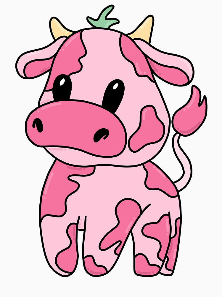 Strawberry Cow - Cartoon Cow Design by SoohieArt