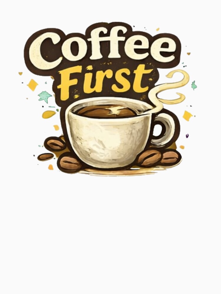 Coffee Lover Funny T-Shirt – “Coffee First, Adulting Second” by Oualibaddas