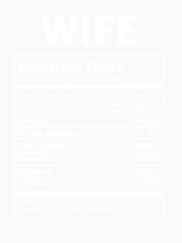Wife Funny Nutritional Facts Gifts by SpeakSarcasm