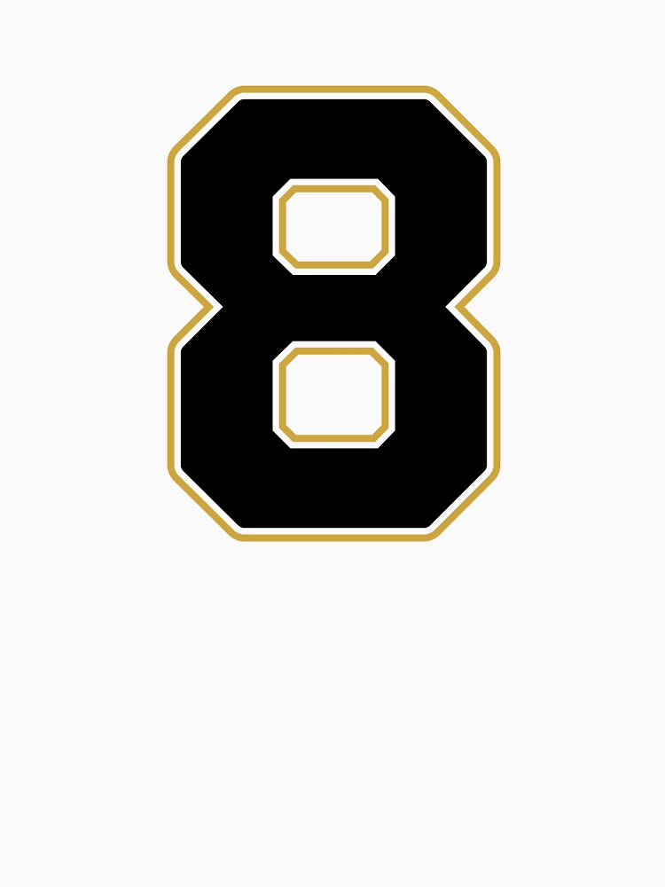 Jersey Number 8 / Player Shirt Number Eight (Black with Gold Outline) by STUDIO-72