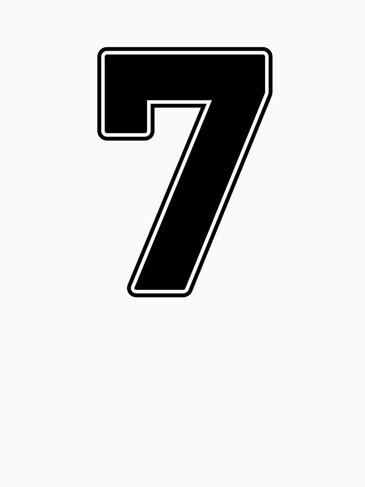 Jersey Number 7 / Player Shirt Number Seven (Black with Black Outline) by STUDIO-72