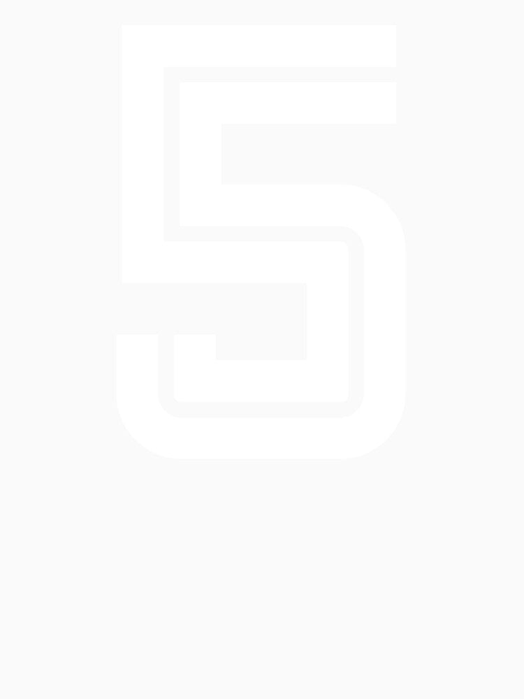 No. 5 / Player Number Five / Football Player Number 5 (White on Red) by STUDIO-72