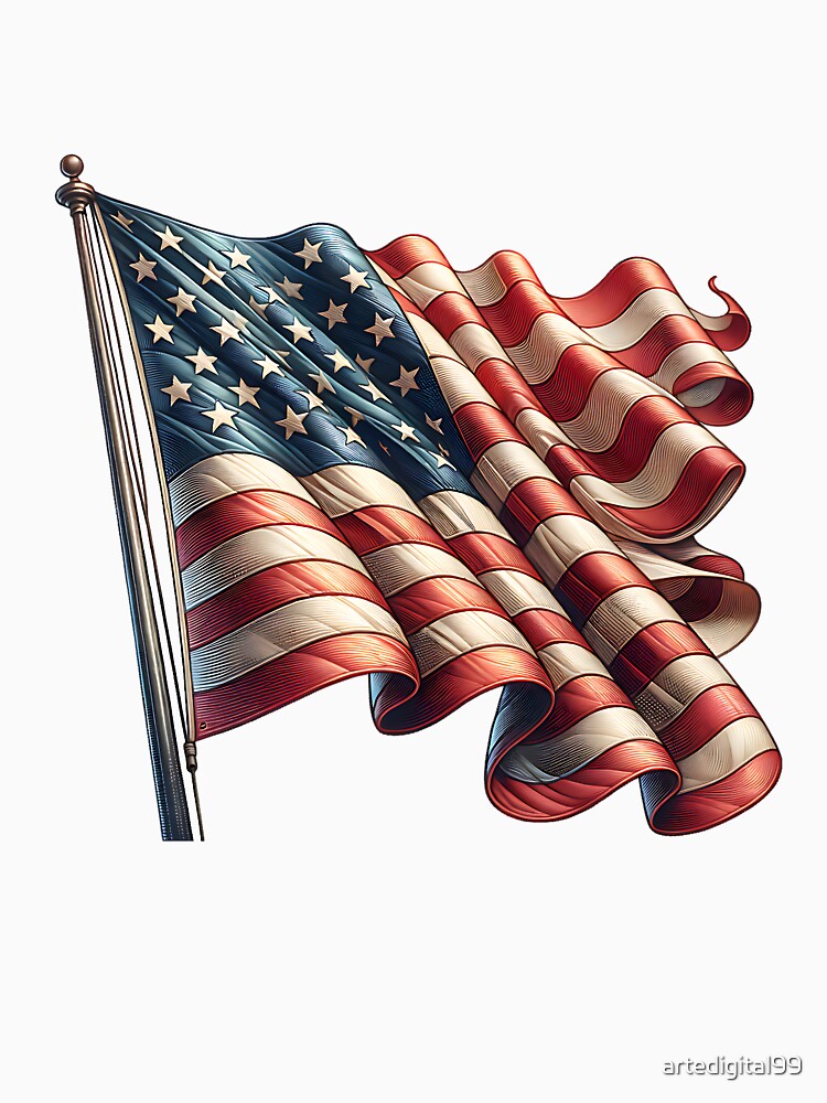Classic USA Flag – Patriotic Stars and Stripes Illustration by artedigital99