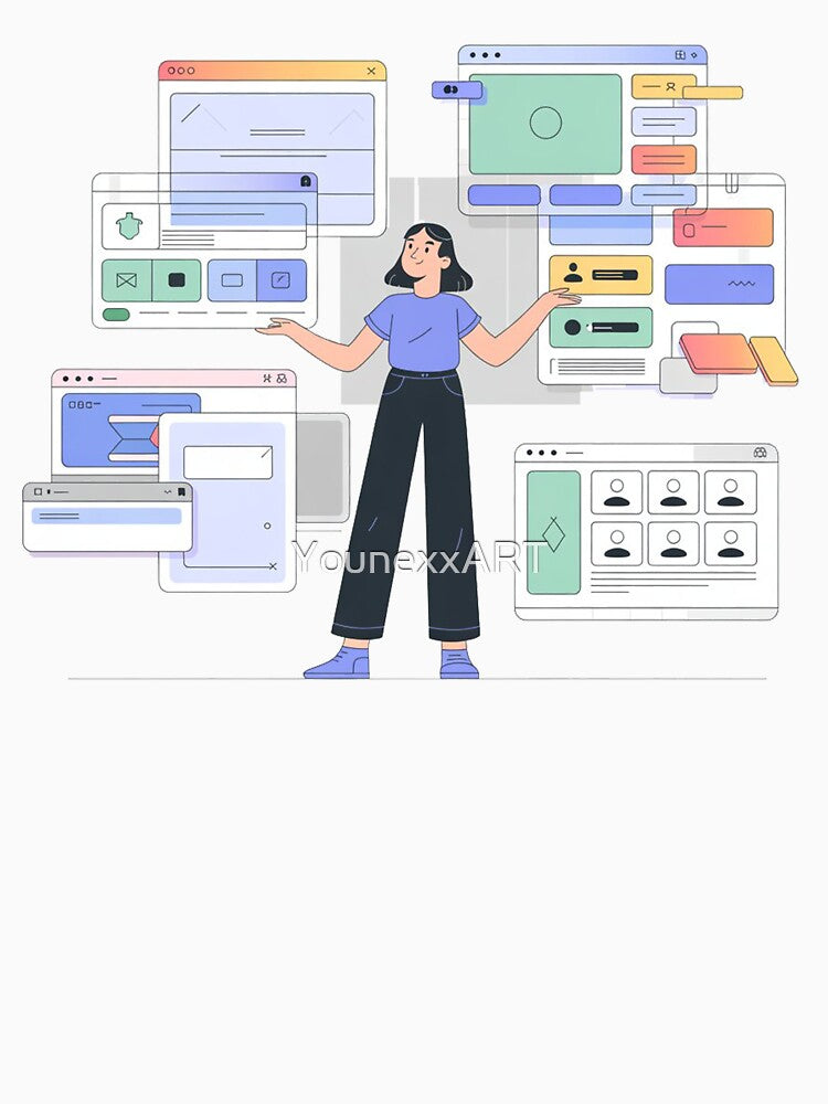 Woman Building Online Store From 0 to Success Ecommerce Design by YounexxART