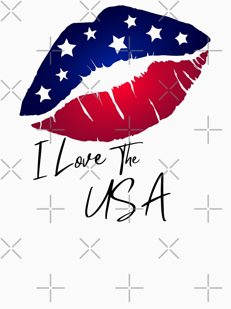 Patriotic Lips colored in Stars and Stripes I Love the USA by AmericaFreedom