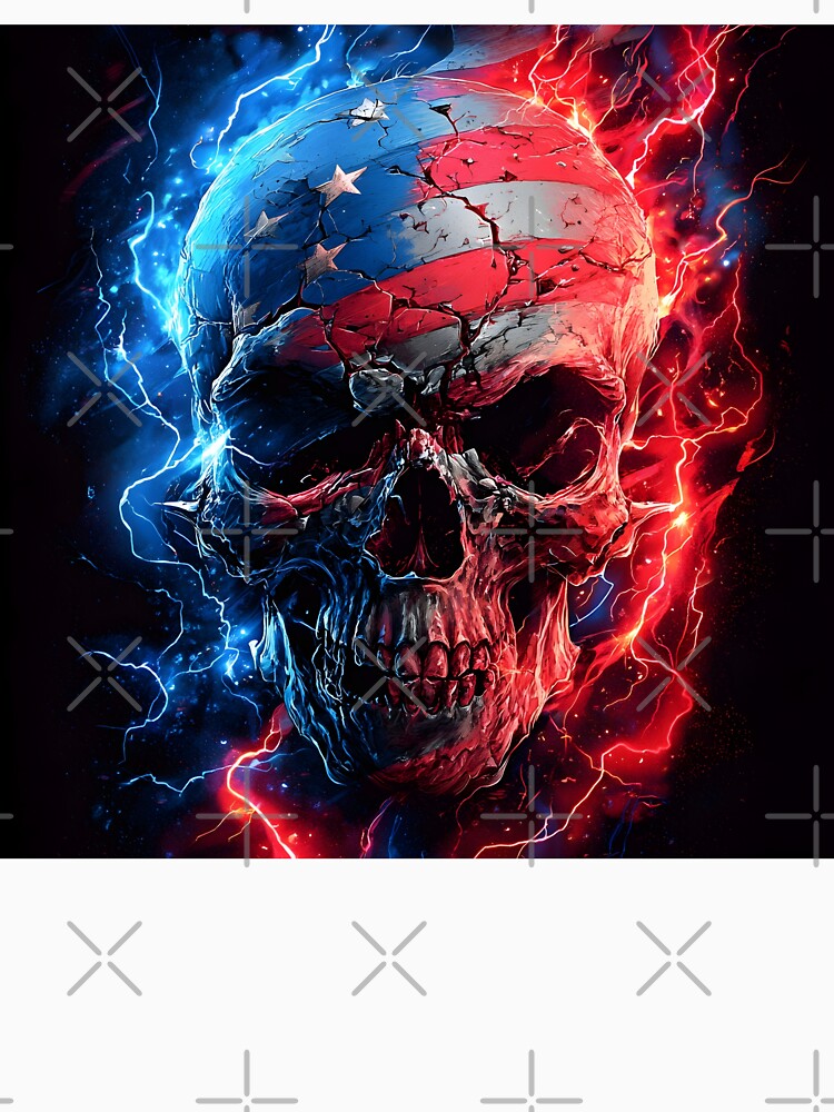Patriotic detailed American flag skull by dcrc