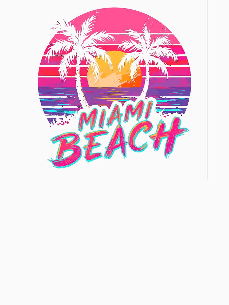 Summer Beach T-Shirt – Miami Sunset Palm Tree Outfit Graphic Tee by VikArtStudio
