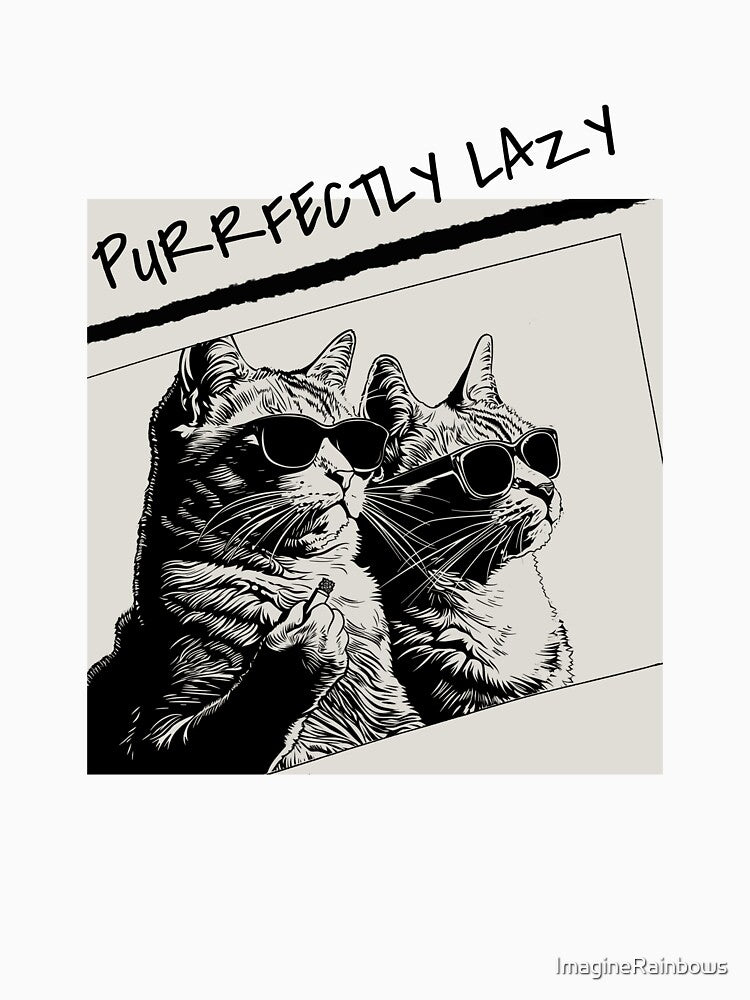 Purrfectly Lazy Cats in Sunglasses - Cool Cat Art for Print-On-Demand by ImagineRainbows