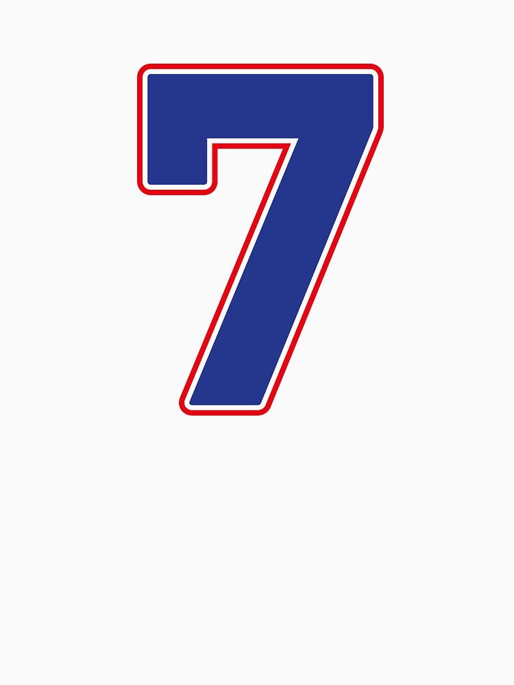 Jersey Number 7 / Player Shirt Number Seven (Blue with Red Outline) by STUDIO-72