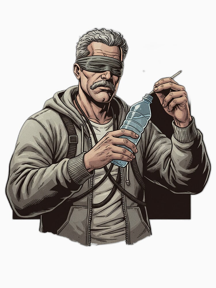 Blindfolded Hydration: Mystery Man Hoodie Design by Merchifyme2000