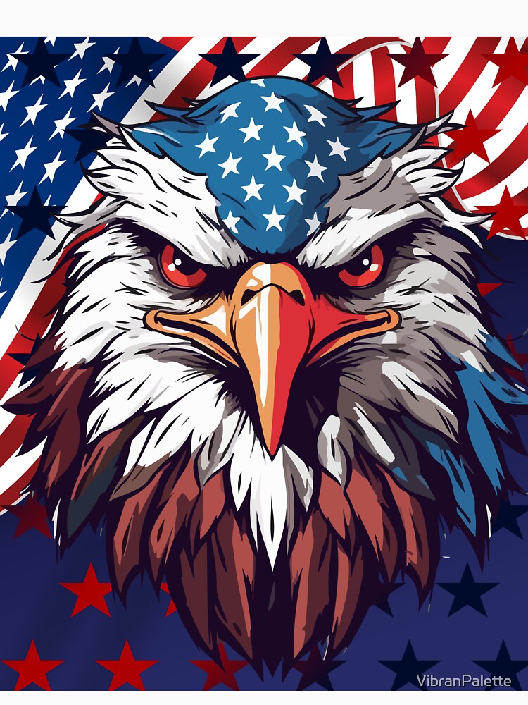 Patriotic American bald eagle Patriotic US flag by VibranPalette