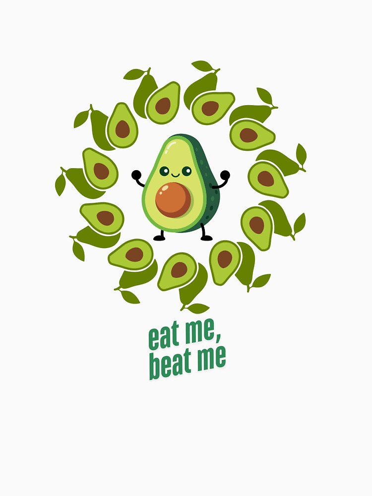 Cute Avocado “Eat Me, Beat Me” Funny Cartoon Design by doktordanTemiz