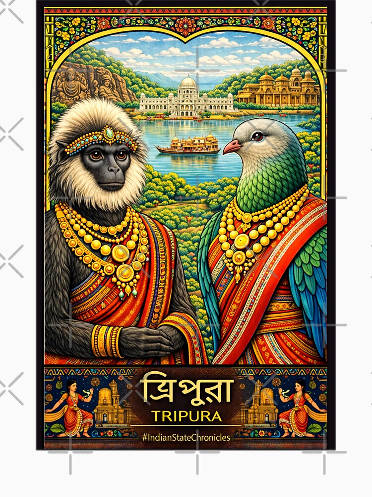Tripura T-Shirt | Heritage Phayre'S Langur & Green Imperial Pigeon Art | IndianStateChronicles by freezed-frames