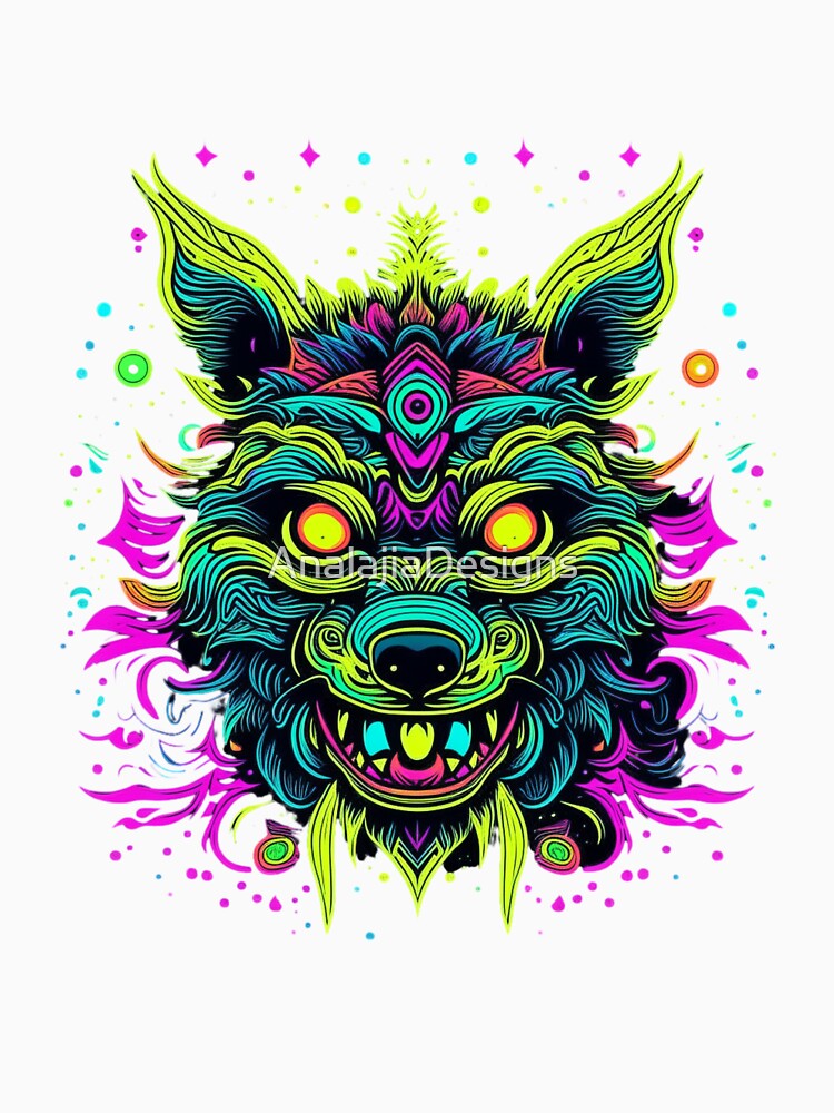 Psychedelic  Wolf Art by AnalajiaDesigns