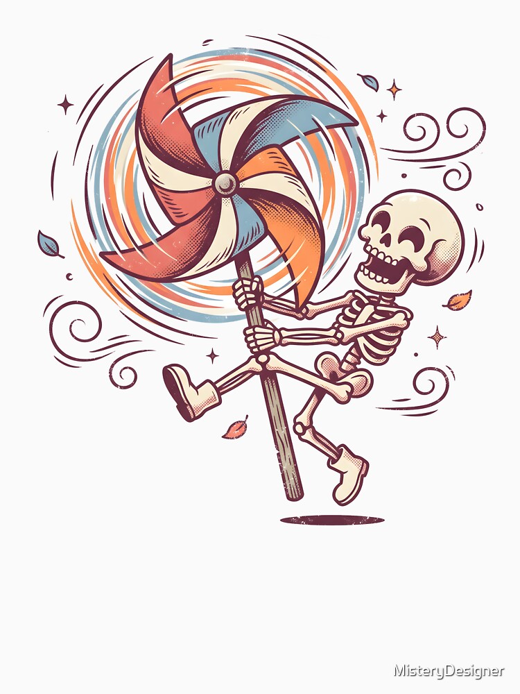 Skeleton Holding Giant Spinning Pinwheel Wind Toy by MisteryDesigner