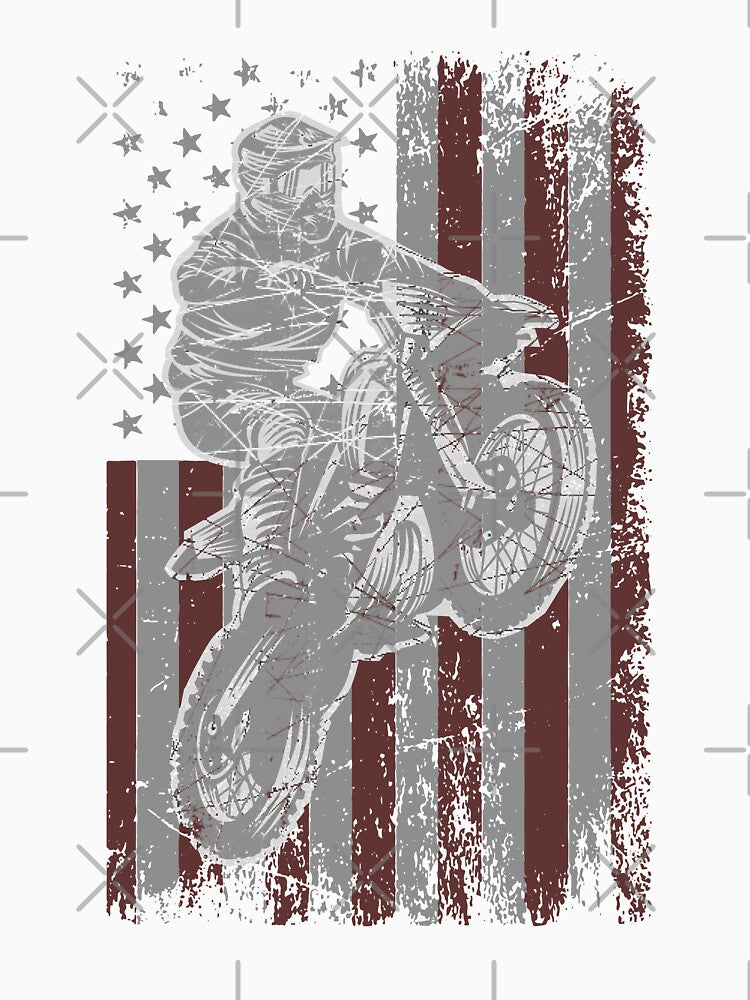 Vintage Retro Dirt Bike American Flag by Ryan89-Design