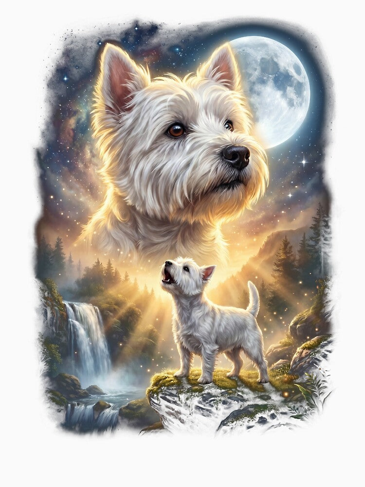 West Highland White Terrier Howling Moon Art Dog Lover by DoodleTortle