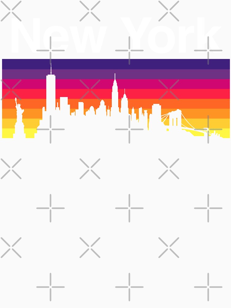 New York Skyline, Sunset Gradient - Black by DionBlaster