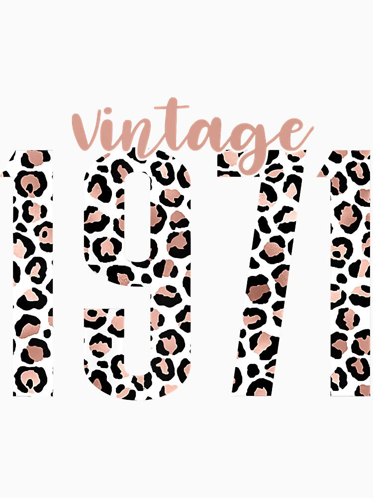 Womens Vintage 1971 Trendy Leopard 50th Birthday Girl Women by WilletteDeluca