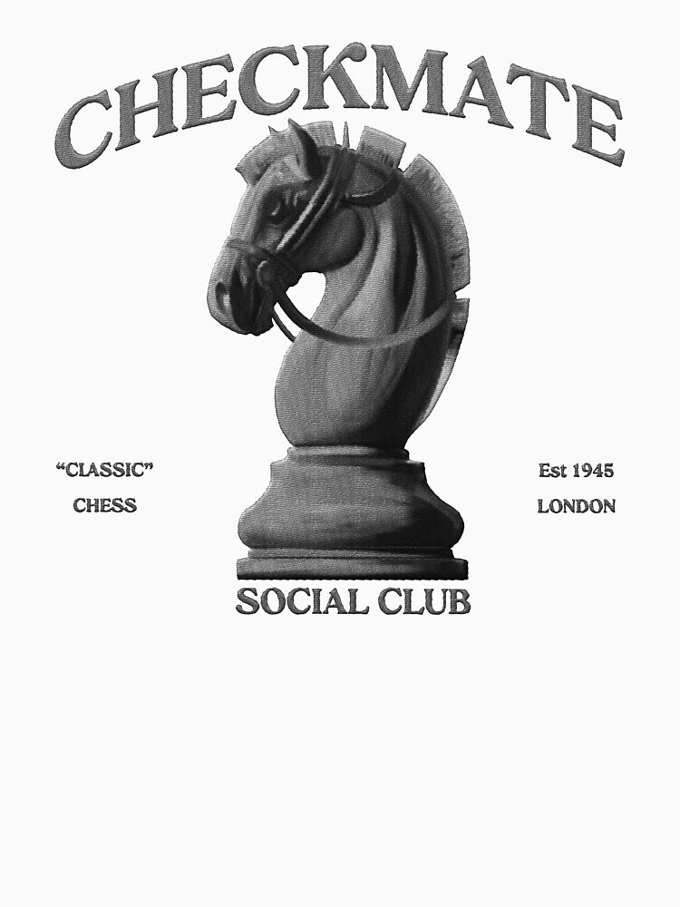 checkmate social club - chess horse embroidery iron patch textured graphic artwork by hayrpictures