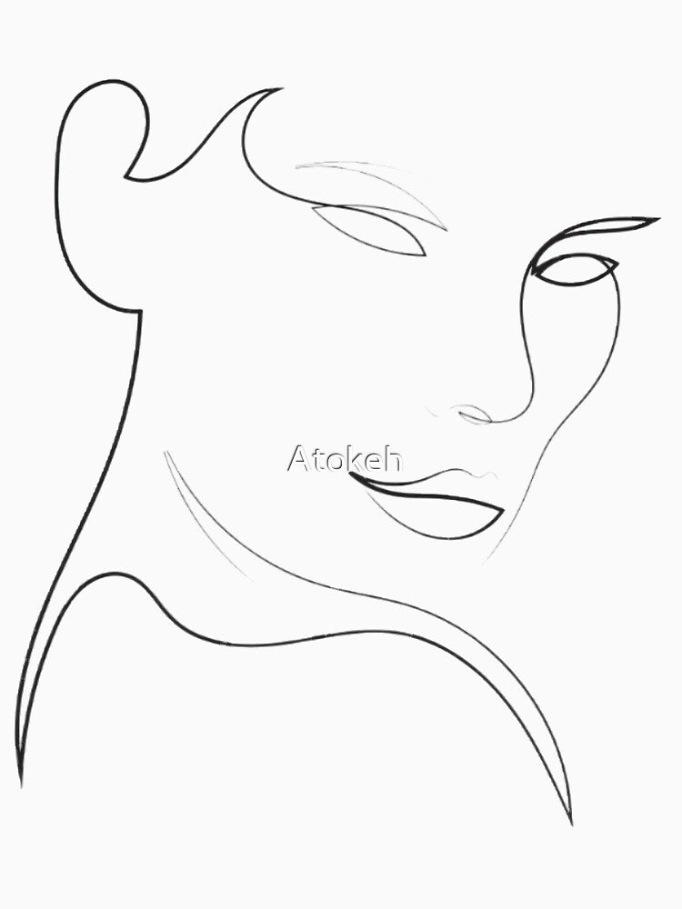 Pretty Woman Face Line art by Atokeh