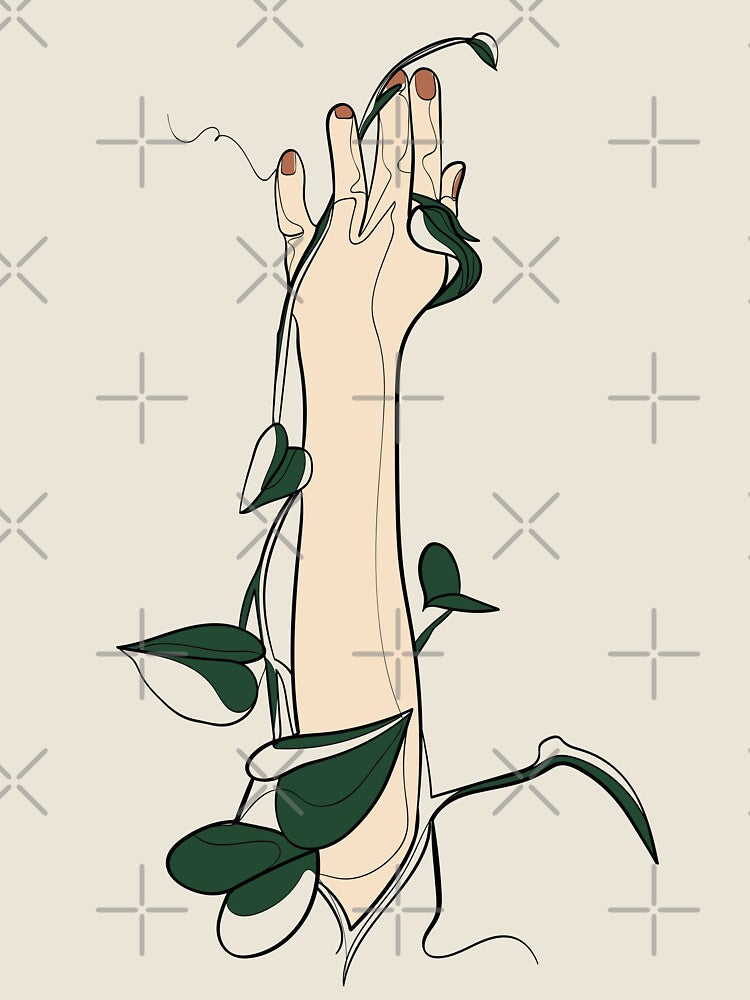 Plant Lady White Hand Illustration by ebzil studio