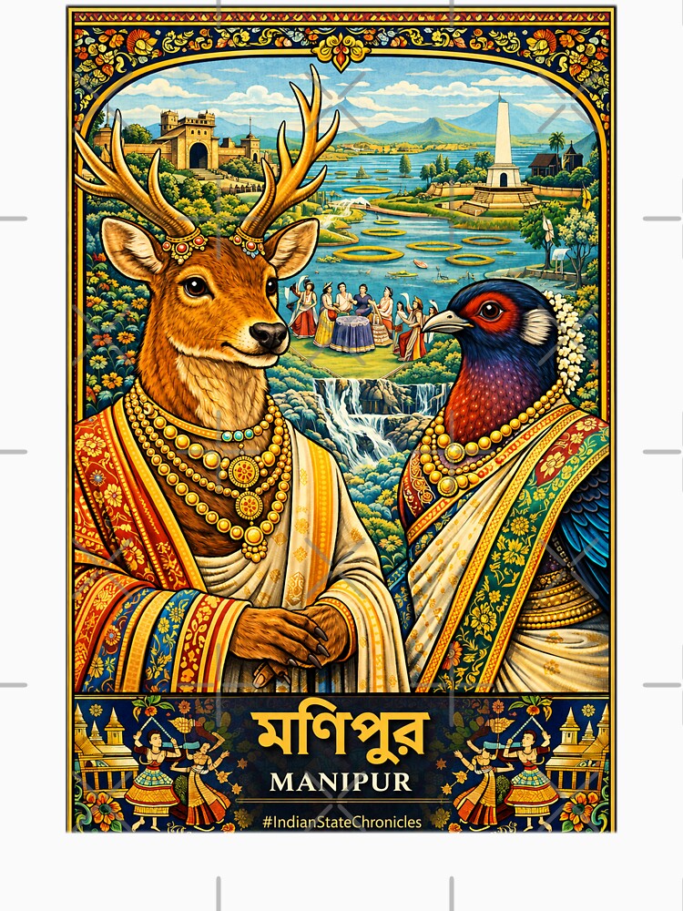 Manipur T-Shirt | Heritage Sangai & Mrs. Hume's Pheasant Art | IndianStateChronicles by freezed-frames