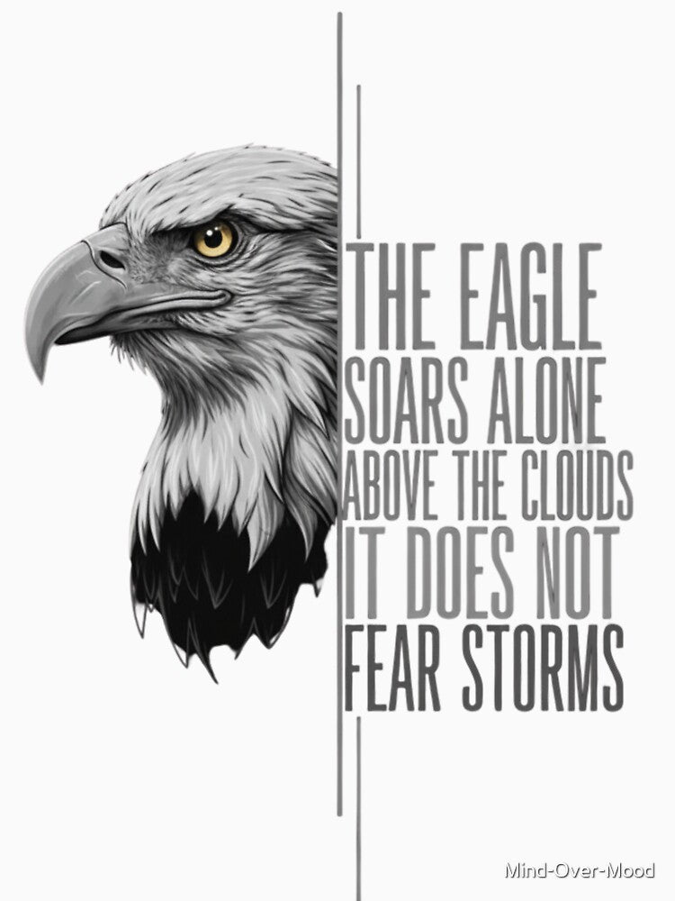 Stoic Eagle: Minimalist Strength & Virtue T-Shirt by Mind-Over-Mood
