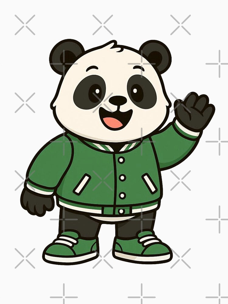 Panda in Green Varsity Jacket – Cool Cartoon Animal by Confuzz1ed