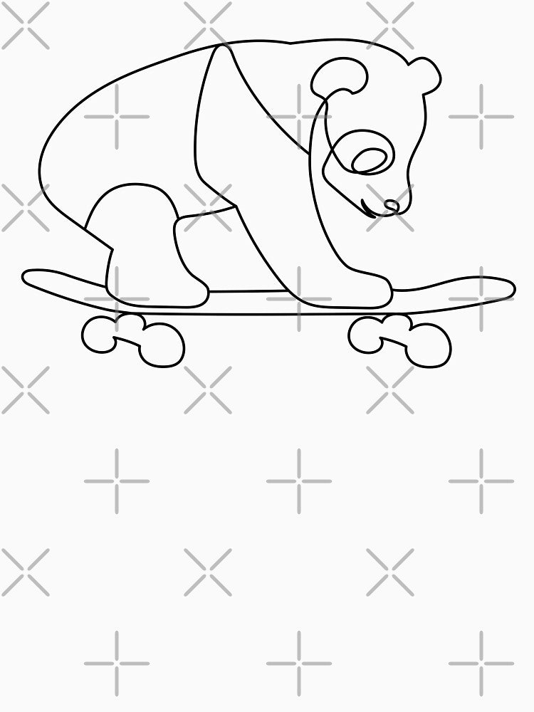 Skateboarding Panda | One Line Drawing | One Line Art | Minimal | Minimalist by One-Line-Artist