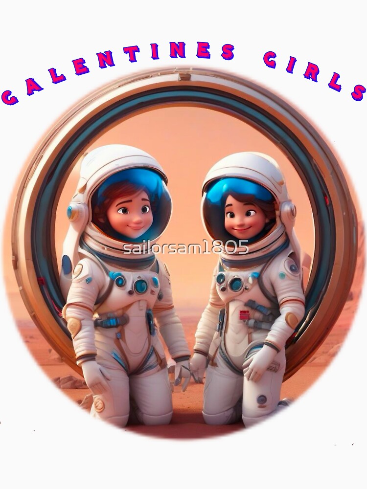 Cartoony 2 Spacewomen galentines girls thinking of galentines day gifts and exchanging galentines days wishes by sailorsam1805