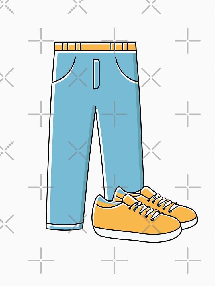 Illustration of jeans and sneakers by rasagamastore