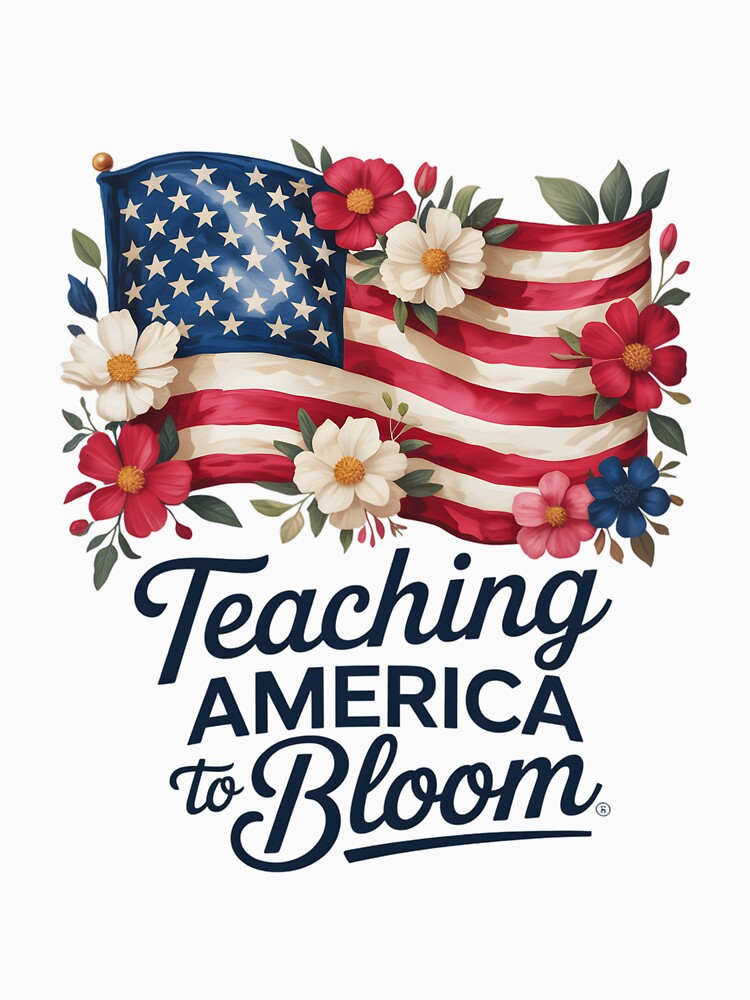Floral American Flag Teacher 4th of July Watercolor USA by clothesy7