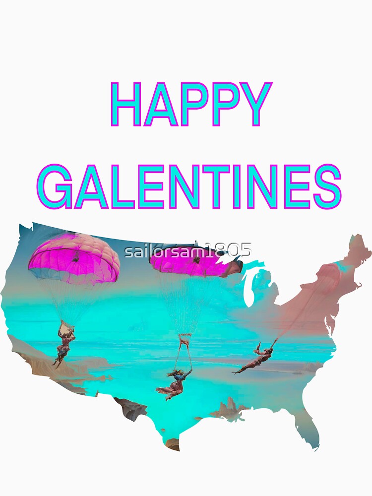 A cute Parachuting Happy Galentines card, perfect gift idea for Galentines day by sailorsam1805
