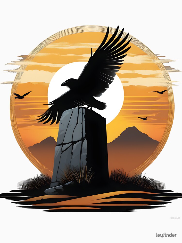 Mountain Moorland: Crow's Solitude and a retro Sunset T-Shirt by leyfinder