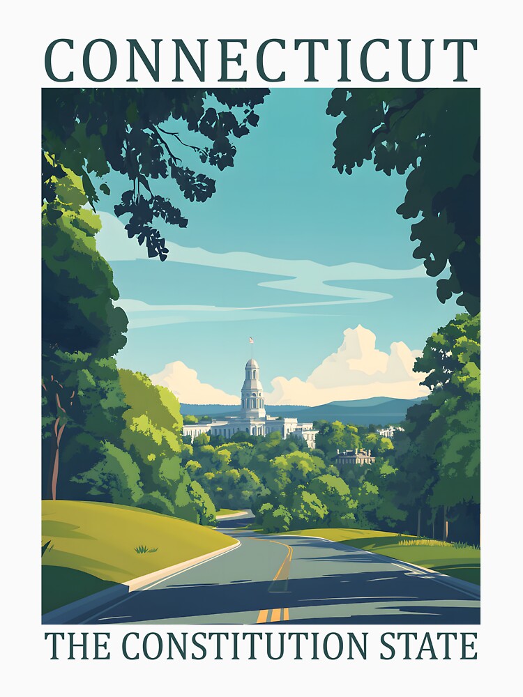 7 Connecticut Travel Poster by Lucy Goosy Art