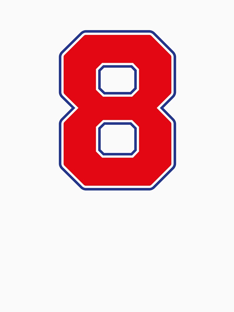 Jersey Number 8 / Player Shirt Number Eight (Red with Blue Outline) by STUDIO-72