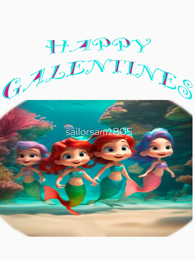 4 cartoon Mermaids Galentines card, perfect gift idea for Galentines day by sailorsam1805