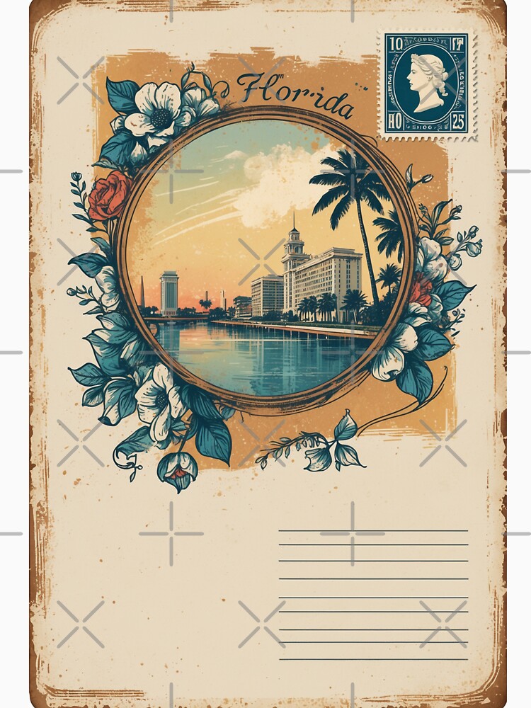 Florida USA Vintage Travel Retro Postcard Design by TravelPostcardGems