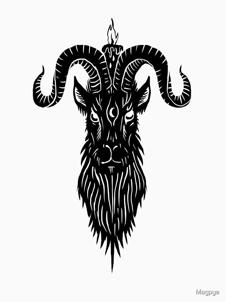 Black Phillip satan goat digital woodcut design by Magpye