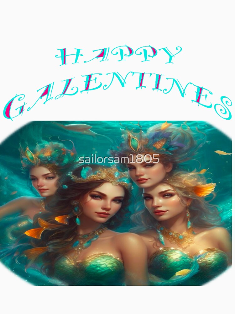 4 siren Mermaids posing Galentines card, perfect gift idea for Galentines day by sailorsam1805