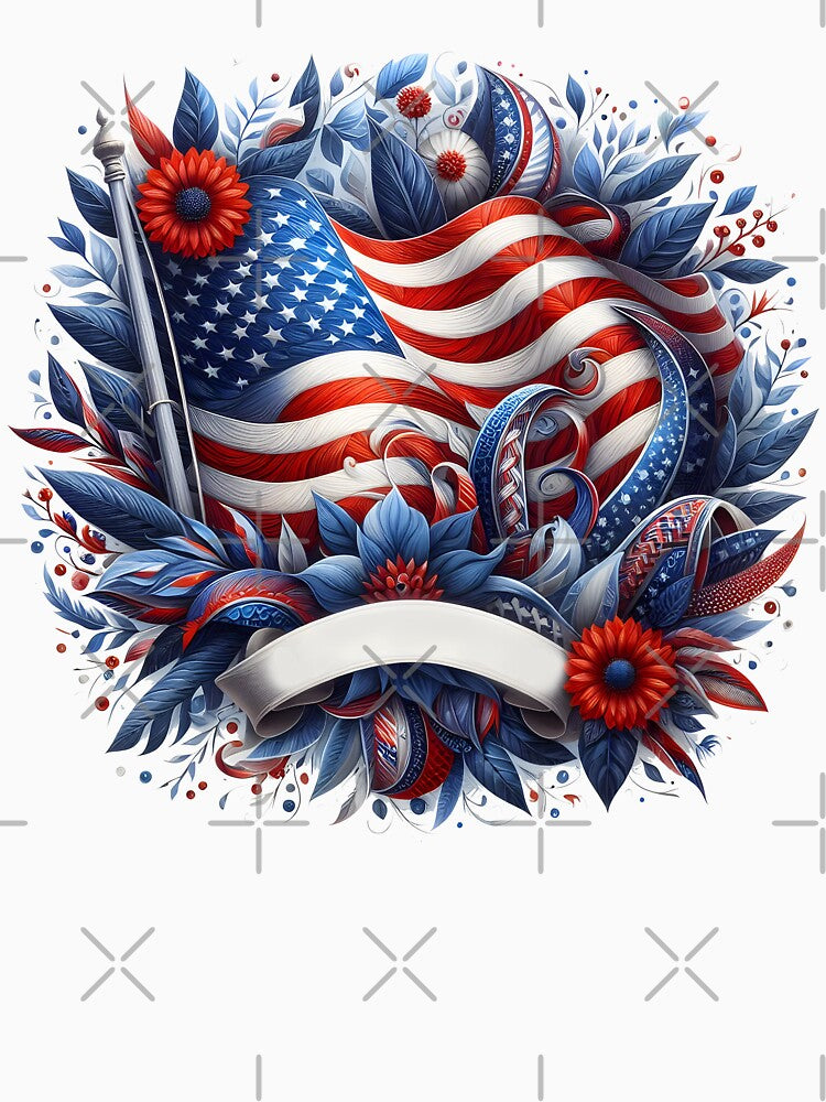Patriotic Eagle & American Flag Floral Emblem | USA Freedom Artwork by socozora