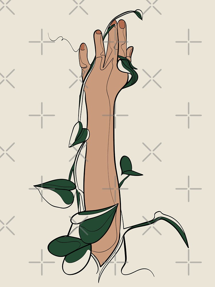 Plant Lady Brown Hand Illustration by ebzil studio